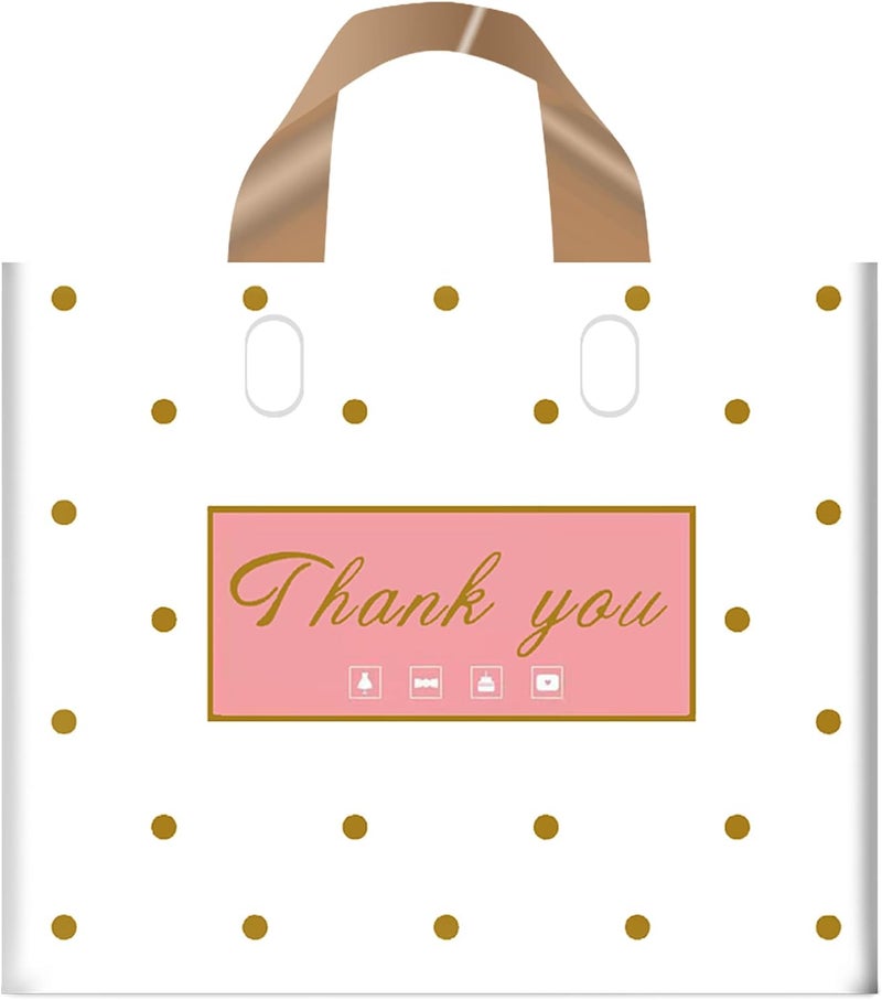 MLAFLY Thank You Bags - 50 Pack Plastic Bags for Retail, Parties & Favors (Polka Dot-Large 14"x16") - Image 1